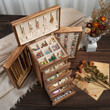 Poyilooo Large Jewelry Boxes for Women Girls, 9"x 5.9"x 12" Wooden 5-Layers Jewelry Organizer and Storage With Drawer, Suitable for Earring, Ring, Necklace, Bracelet. Gifts for Women Poyilooo