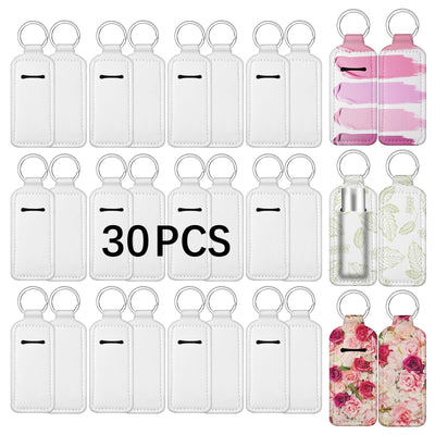 Anpuimult 30 PCS Sublimation chapstick holder blanks，bulk neoprene lip balm holder keychain，Neoprene Clip-on Sleeve Travel Key Ring Holder DIY sublimation blanks products