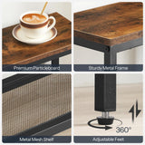 HOOBRO Console Table, Narrow Side Table, Sofa Table, 4-Tier Industrial Hallway Table with Metal Mesh Shelf and Adjustable Feet, for Entryway, Living Room, Hallway, Rustic Brown and Black BF79XG01 HOOBRO