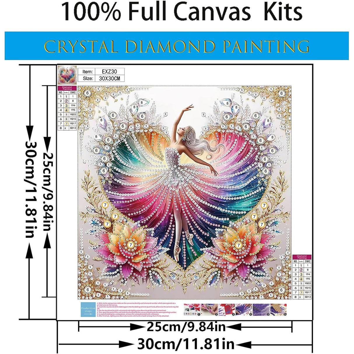 CHWGLFGG 5D Diamond Painting Kits for Adults Beginners, Elegant Dancer Flowers Special Shape Diamond Art, DIY Drill Diamond Dot Gem Art Kits for Adults, Home Wall Decor 11.8X11.8 Inch CHWGLFGG