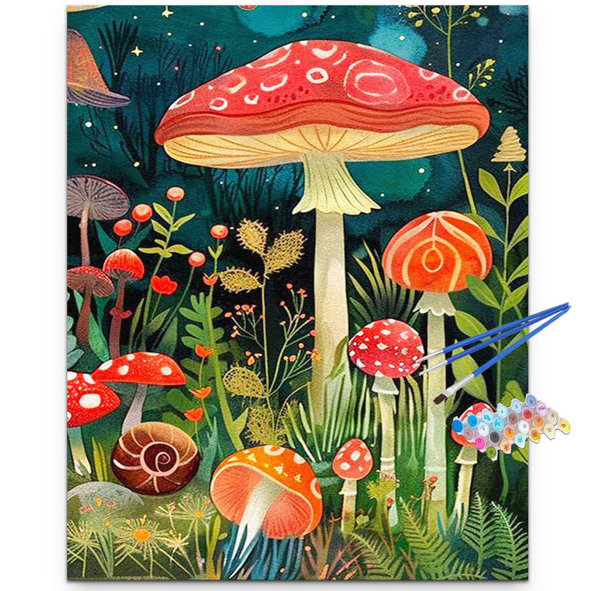 Artunion Mushroom Paint by Numbers for Adults, Forest Paint by Number Kits, DIY Oil Painting Paint by Number Kits on Canvas Arts Craft for Home Wall Decor 16x20 Inch Artunion