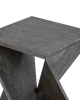Albany Living Hand Made One-of-a-Kind Carved Mango Wood Twisted X Shape End Table, Distressed Grey Albany Living