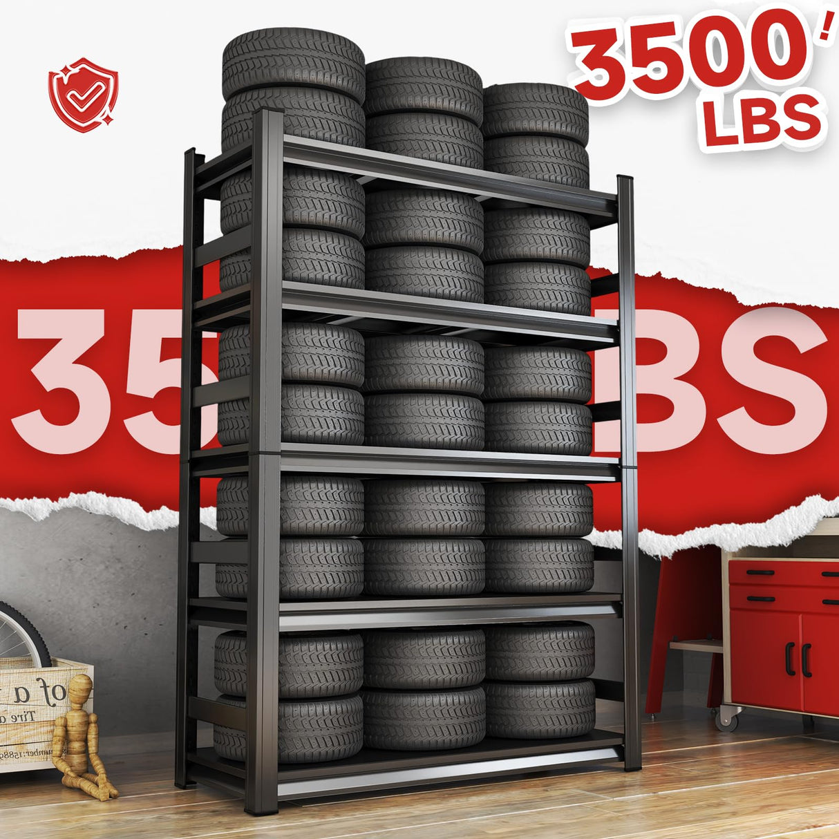 72" H Garage Shelving 5 Tier Shelving Unit, 3500Lbs Adjustable Metal Garage Storage Shelves Heavy Duty for Basement, Warehouse, Kitchen, Pantry (71.18'H X 35.43''W X 15.75''D) PRESTELION