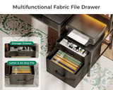 AODK 48-Inch Computer Desk with Power Outlets and LED Lights, Gaming Desk with 4 Fabric Drawers, Reversible Office Desk with Monitor Stand, Writing/Study Table for Home, Black AODK