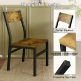Feonase Dining Chairs Set of 6, Modern Kitchen Chairs with Ergonomic Backrest, MDF Board and Metal Legs, Dinner Chairs for Dining Room, Kitchen and Living Room, Rustic Brown Feonase