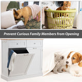 Spurgehom Dual Door Trash Cabinet Kitchen Waste Bins,13 Gallon Laundry Hamper Tilt Out Trash Can Cabinet, Pet Proof Trash Can for Living Room,White Spurgehom