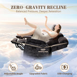 Zero Gravity Power Recliner Sofa Couch – Electric Reclining Sofa with Drop Down Table & Wireless Charging, 3 Seater Dual Reclining Couch with Adjustable Headrests for Living Room (Velvet, Grey) CALIVIA