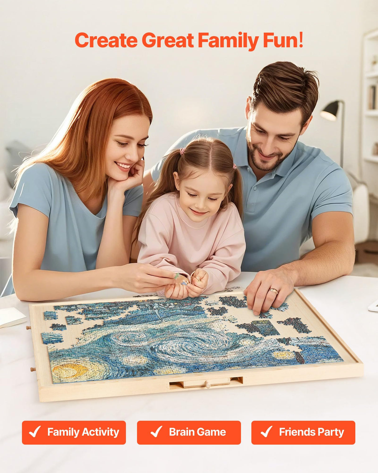 VEVOR 1500 Piece Rotating Puzzle Board with 5 Drawers and Cover, 34x25 inch in Portable Wooden Table, Jigsaw Puzzle Accessories for Adults, Puzzles Organizer Storage System, Birthday Gift for Mom VEVOR