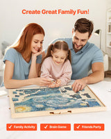 VEVOR 1500 Piece Rotating Puzzle Board with 5 Drawers and Cover, 34x25 inch in Portable Wooden Table, Jigsaw Puzzle Accessories for Adults, Puzzles Organizer Storage System, Birthday Gift for Mom VEVOR