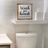 MAINEVENT Wood Decorative Sign, Funny Farmhouse Bathroom Wall Art, 12x12 inches, Wash Yer Hands Ya Filthy Animal MAINEVENT