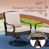 HERA'S HOUSE 7 Pieces Patio Dining Sets, 6 x Swivel Dining Chairs with Removable Cushions, 1 x Rectangular Wood-Like Dining Table, Outdoor Furniture Set for Patio Lawn Garden Porch HERA'S HOUSE