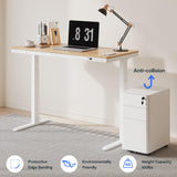 FLEXISPOT Comhar Electric Standing Desk with Drawers Charging USB Port, Height Adjustable 48" Whole-Piece Quick Install Home Office Computer Laptop Table with Storage (Maple Top + White Frame) FLEXISPOT