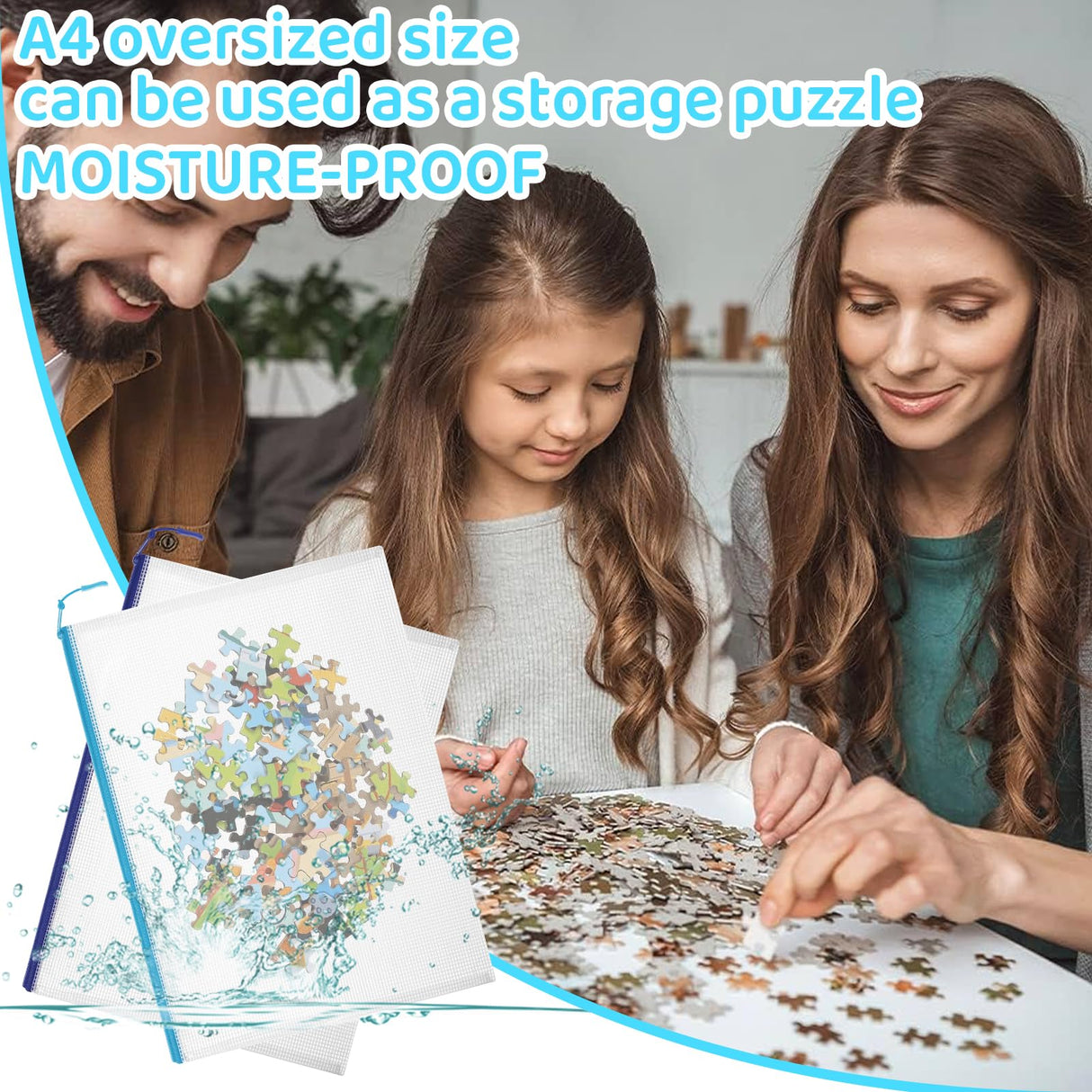 24pcs Mesh Zipper Pouch File Bags Puzzle Storage Bags, A4 13x9 Inches Large Reusable Zipper Pouches for Organizing Classroom Board Game Organization YOPCDJ