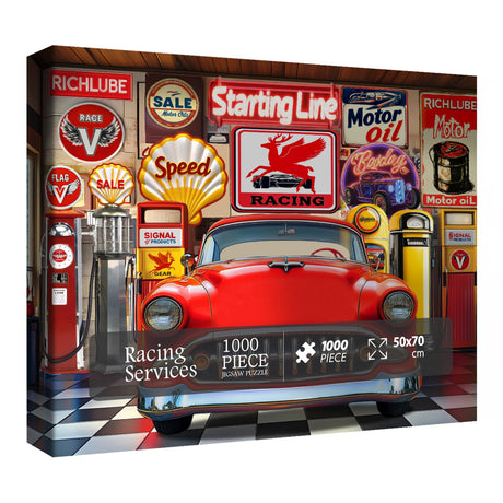 Vintage Racer Puzzles for Adults 1000 Pieces, Classic Car Challenging Jigsaw Puzzles, Impossible Hard Vehicle Aesthetic Puzzle Larkipuzz