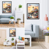 MXJSUA DIY Lighthouse at Sea Diamond Painting Kits for Adults, Diamond Gem Art Painting for Beginners, Diamond Picture with Full Round Drill Dots Craft Set Gift, 12 * 16 Inch MXJSUA