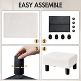 BRIAN & DANY Small Foot Stool Ottoman, Footstool with Legs, Teddy Velvet Foot Rest for Living Room, Bedroom and Office, White BRIAN & DANY