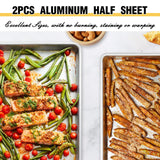 Commercial Quality Baking Sheet Pan Set, Natural Aluminum Cookie Sheet, Umite Chef Warp Resistant Nonstick Baker's Half Sheet Pan, Large Thick Cookie Tray Pans for Baking, Roasting(2 Pack, 18X13Inch) Umite Chef