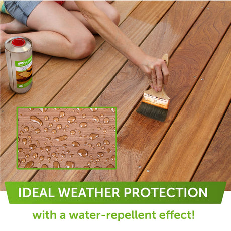 Nordicare Sealing Wood Oil for Outdoor Garden Furniture - Teak Oil for Wood Outdoor Furniture - Suitable for All Outdoor Types of Wood, for Wood Exterior Protection - Easy to Apply 34 Oz Nordicare