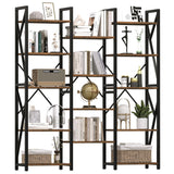 GAOMON 70.8” Triple Wide Rustic Brown 5-Tier Industrial Bookshelf with 14 Open Shelves GAOMON