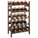SMIBUY Bamboo Wine Rack, 20 Bottles Display Holder, 5-Tier Free Standing Storage Shelves for Kitchen, Pantry, Cellar, Bar (Walnut) SMIBUY