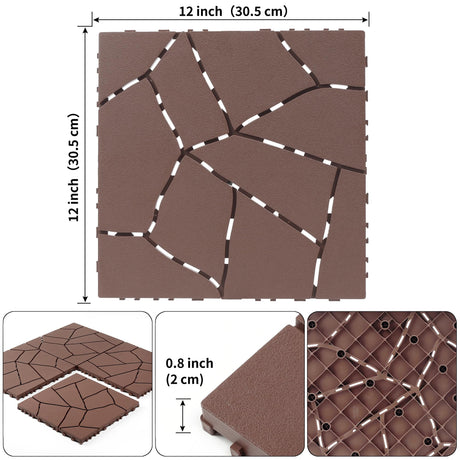Porch Plastic Outdoor Interlocking Deck Tiles, 44 Pack Patio Flooring, 12"x12" Interlocking Decking Tiles Outdoor Or Indoor All Weather Use, Waterproof Patio Pavers for Pool Balcony Backyard Porch Voyavela