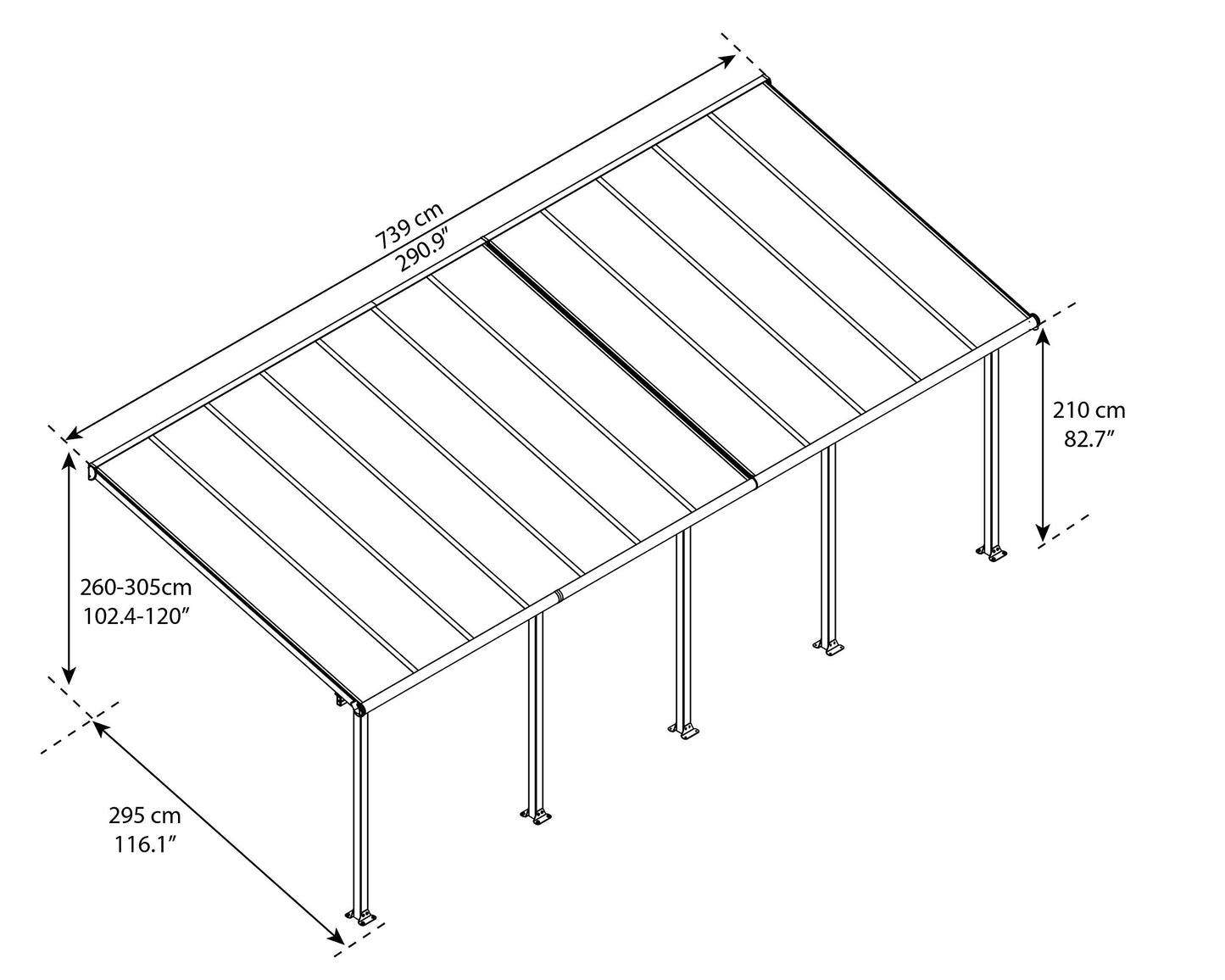 Palram - Canopia Olympia 10' x 24' Patio Cover - White/White - WoodArtSupply