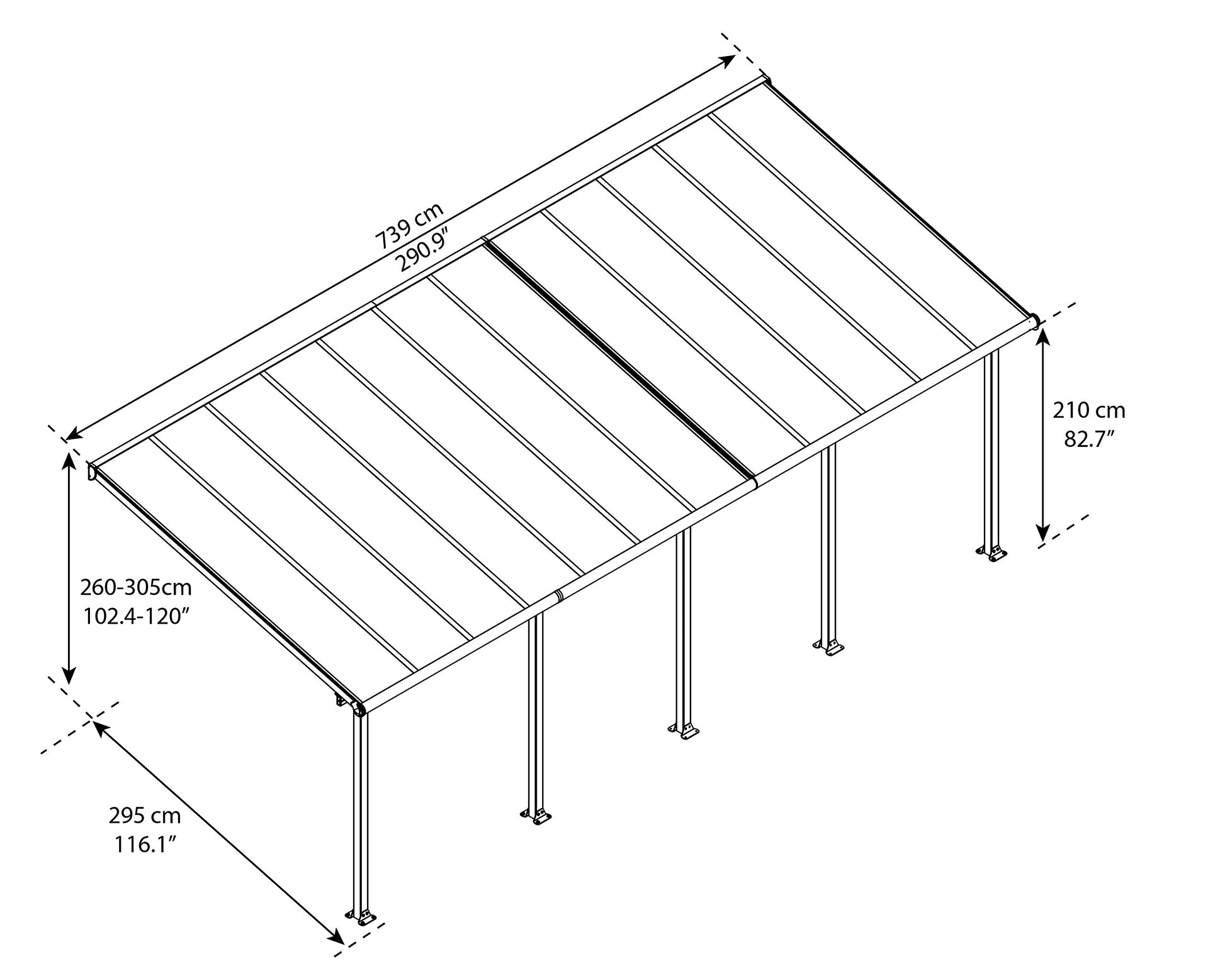 Palram - Canopia Olympia 10' x 24' Patio Cover - White/White - WoodArtSupply