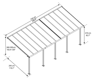 Palram - Canopia Olympia 10' x 24' Patio Cover - White/White - WoodArtSupply