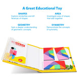 Vanmor Travel Tangram Puzzle - 3 Sets of Magnetic Tangram with 240 Solution - Montessori Shape Pattern Blocks Jigsaw Road Trip Games IQ Book Educational Toy Brain Teaser Gift for Kids Adults Challenge Vanmor