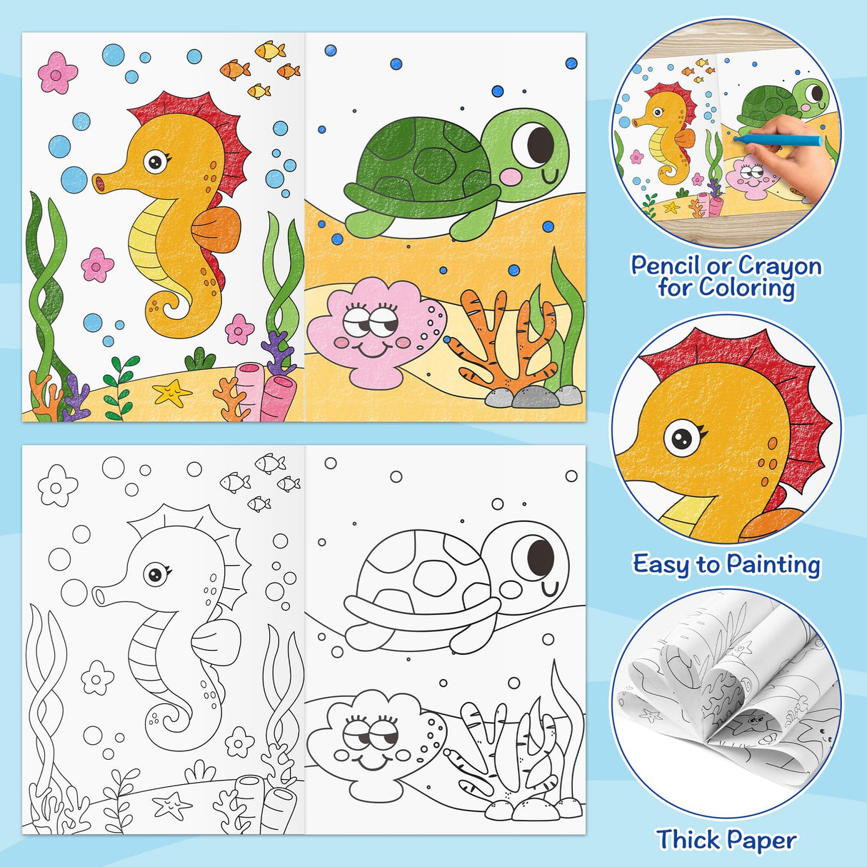JAPBOR Ocean Animals Coloring Books - 24PCS Under The Sea Mini Colouring Book Bulk for Kids Party Favors, Sea Animal Summer DIY Art Drawing Booklet Supplies, Birthday Painting Game Goodie Bag Fillers JAPBOR