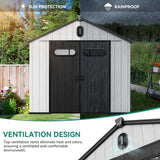 YITAHOME 8x8ft Outdoor Plastic Storage Shed with Floor, 427 cuft Waterproof Garden Shed with Lockable Door, Windows & Vents, Plastic Tool Storage for Patio Furniture, Lawn Mower, Bike Storage, Gray YITAHOME