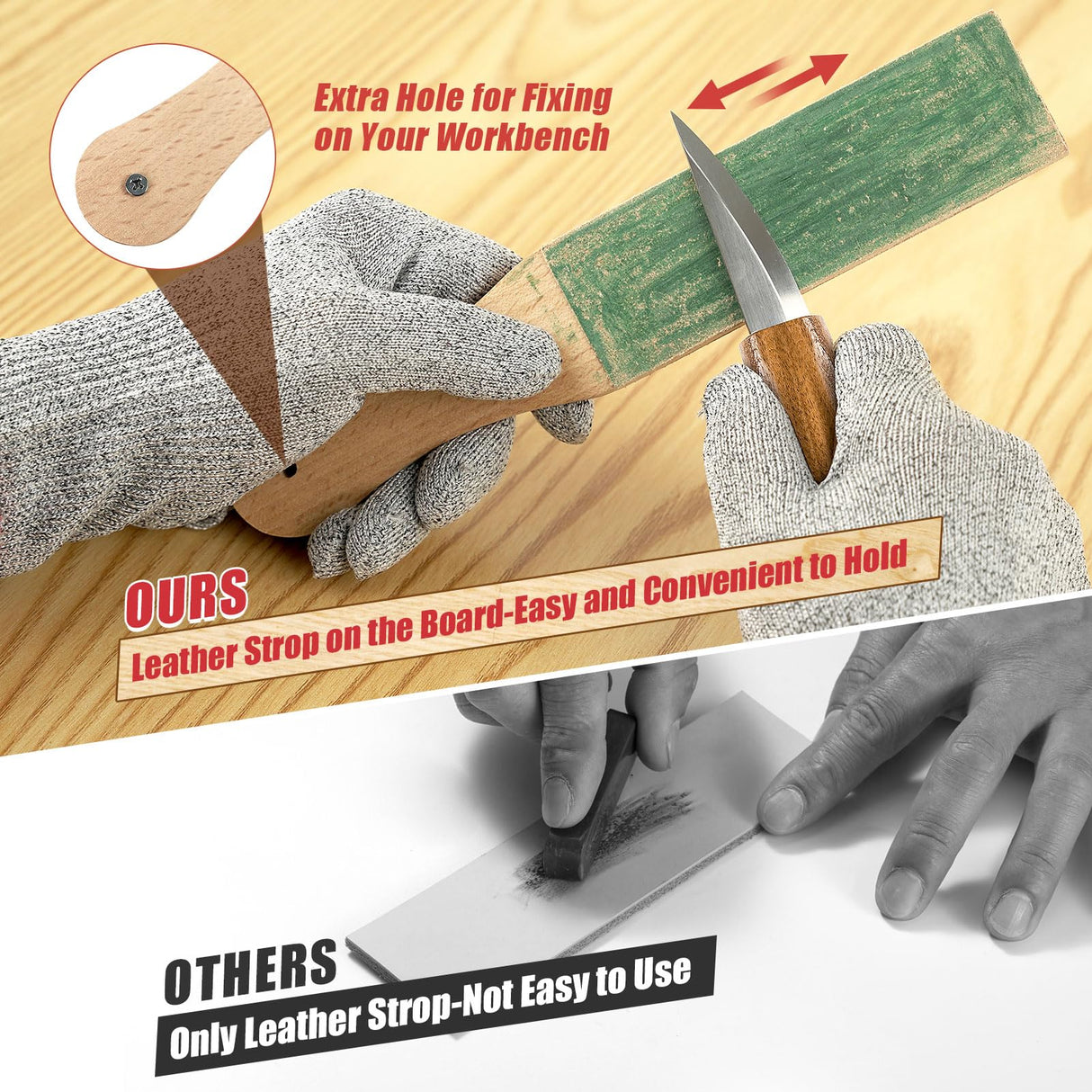 Wood Carving Kit, Whittling Kit for Beginners 17PCS Wood Carving Tools with 3PCS Whittling Knife 9PCS Basswood Blocks & Gloves & Strop Block & Polishing Compound Wood Carving Set Hobbies for Adults K KERNOWO