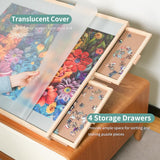 DIKASHI 1500 Pieces Tilting & Rotating Puzzle Board, 34.25" × 25.2", Portable Jigsaw Puzzle Table for Adults with 4 Drawers & Protective Cover, Ideal Gift for Mum DIKASHI