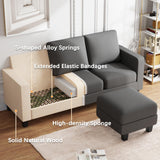 Furniwell Convertible Sectional Sofa Couch, L Shaped 3-Seat Small Couch for Living Room with Ottoman Modern Fabric Reversible Chaise for Apartment and Small Space (Dark Gray) Furniwell