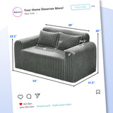 Hobestluk Couch Sofa 2-Seater Foam Sofa Loveseat for Small Spaces Comfy Sofas with Removable Cover Furry Couch with Pillows for Living Room, Bedroom, Apartment, Office (Grey, Loveseat) Hobestluk