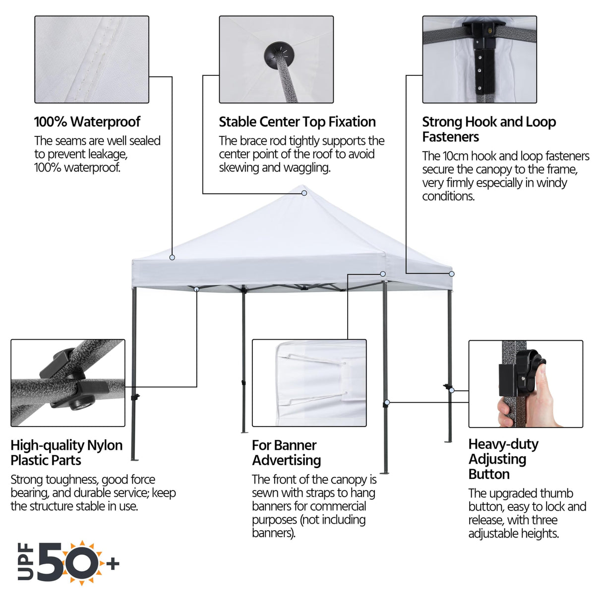 Yaheetech 10x10 Pop Up Commercial Canopy Tent with 4 Removable Sidewalls, Sandbags, Stakes & Ropes, Waterproof Instant Canopies for Wedding Party Commercial Event Pavilion, White Yaheetech