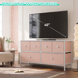 EnHomee Pink Dresser for Bedroom with 6 Drawers, Wide Dressers & Chests of Drawers, Fabric Dresser, TV Stand for Bedroom, Closet, Hallway, Pink EnHomee