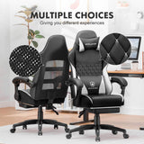 GTPLAYER Gaming Chair, High Back Leather Computer Gaming Chair with Footrest, Ergonomic Height Adjustable Office Chair with Removable Cover and Lumbar Support for Gaming and Work (White) GTPLAYER