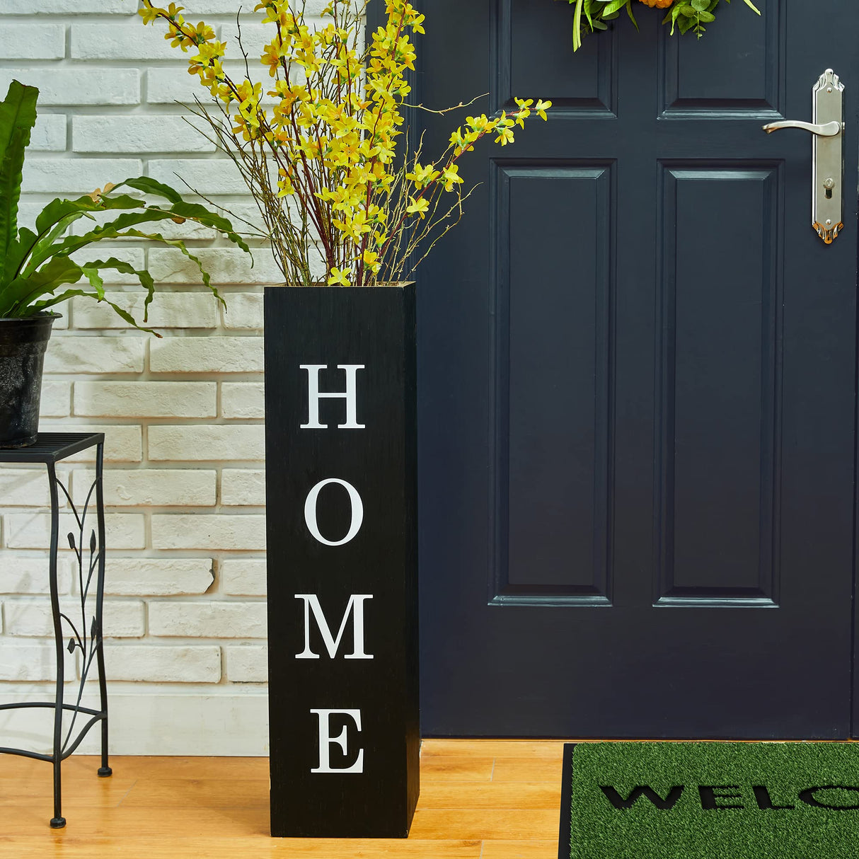 Glitzhome 30"H Double Sided Wooden Black Boxed WELCOME HOME Porch Sign, Rustic Home Porch Sign for Front Porch Decor glitzhome