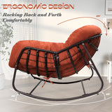 TXGDPIONEER Outdoor Papasan Rocking Chair, Oversized Patio Rocking Chairs with Padded Cushion& Pillow-Comfortable Rocker Egg Chair for Front Porch, Garden, Patio, Backyard,1PC,Red TXGDPIONEER