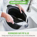 GreenLife 6 Quart Ceramic Slow Cooker, PFAS-Free, Programmable, Removable Healthy Nonstick Pot for Family Meals, Sear on Stovetop, Keep Warm, Digital Timer, Dishwasher Safe Glass Lid, Periwinkle GreenLife