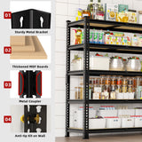 BuxWellBang Heavy Duty Metal Storage Shelves - 35.5" W x 11.8" D x 72" H 5 Tier Adjustable Garage Shelving Unit, Industrial Utility Rack Shelf for Warehouse, Pantry, Kitchen, Black BuxWellBang