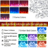 OKD Fireplace TV Stand for 80 Inch TV, Farmhouse Entertainment Center with 42" Fireplace & LED Lights, Modern Media Console Table with Storage Drawers & Cabinets for Living Room, Reclaimed Barnwood OKD