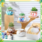 Maxdot 12 Pcs 3 Inch DIY Ceramic Succulent Planters Pots to Paint Cactus Pots Unpainted Cute Ceramic Paintable Flowerpots Pottery Painting Craft Kit for Gardening Birthday Gifts Drawing Maxdot
