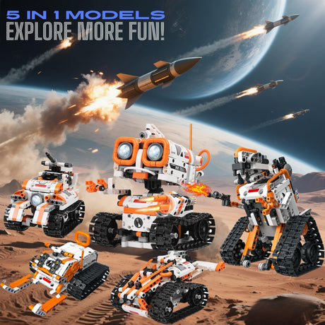 PIVONAX STEM Robotics Kit for Kids Ages 8-12 8-14+, 5-in-1 Remote/APP Control Coding Robot, Educational Engineering Building Toys with Programming, Science Projects Great Gift for Boys & Teens PIVONAX
