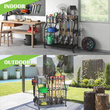 keomaisyto Garden Tool Organizer with Heavy Duty Wheels for Garage - with 2 Baskets, Large Yard Tool Organizer and Storage Holder, Utility Garden Tool Rack for/Shed/Garage/Yard/Basement/Lawn keomaisyto