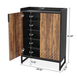 Tribesigns Shoe Cabinet with Doors, 5 Tiers Shoe Storage Cabinet for Entryway, 25 Pairs Wooden Shoe Cabinets, Modern Shoe Organizer Storage for Living Room, Bedroom, Hallway, Closet, Black and Brown Tribesigns