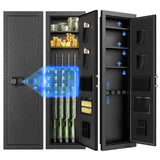 Bonusall 53" Wall Gun Safes Between Stud with Fingerprint Lock,Assembled Shotgun Safe with 3 Removable Shelf,4 Wall Gun Cabinets for Rifles and Pistols with Adjustable Racks (Black) Bonusall