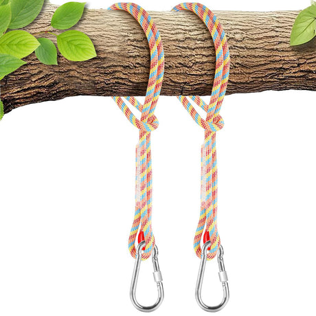 Werfeito Tree Swing Ropes (Set of 2), 3FT/5FT/10FT/15FT/20FT, Tree Swing Straps Hanging Kit Holds 4400 lbs, Heavy Duty Carabiners for All Swing Hammock Playground Set Accessories (5 FT) Werfeito
