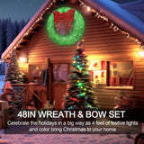48Inch 4FT Large Christmas Wreath - Outdoor Christmas Wreaths with LED Lights,Extension Cable, Xmas Decorations for Door Outdoor Indoor Wall Home - Green HOYECHI